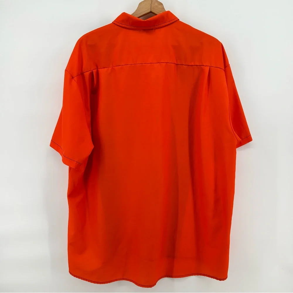 Hardaddy Shirt Mens Retro Bowling Short Sleeve Orange Navy Blue Striped Size XL - Picture 5 of 8